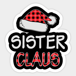 Red Plaid Santa Hat Sister Claus Matching Family Christmas Gift Sticker